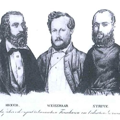 Der Revolutionär Friedrich Hecker, der Engelwirt Joseph Weißhaar und der Revolutionär Gustav Struve